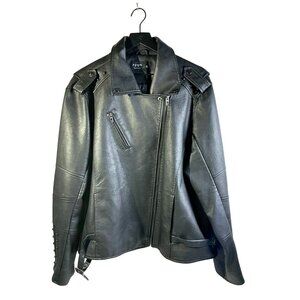 Jr LouJim - Women’s Faux Black Leather Jacket – 3X